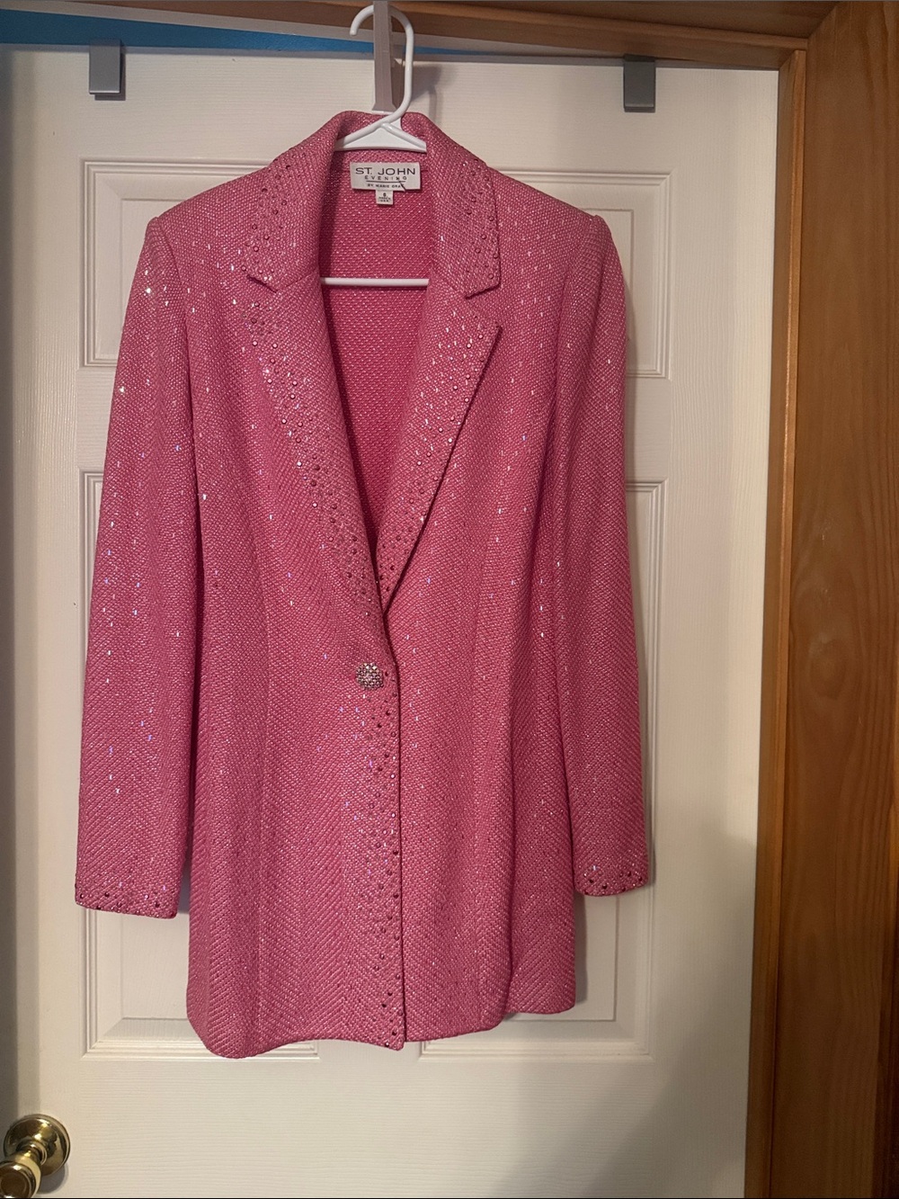 St. John's Bay Pink Knit Blazer with Sparkle Trim